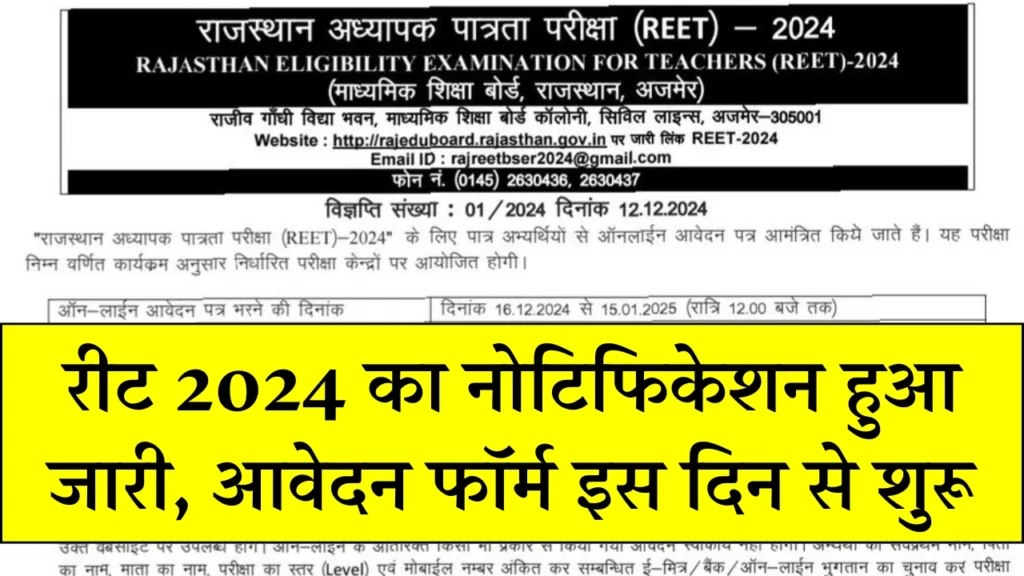 REET Notification 2025 Out