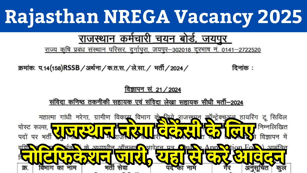 Rajasthan NREGA Vacancy 2025