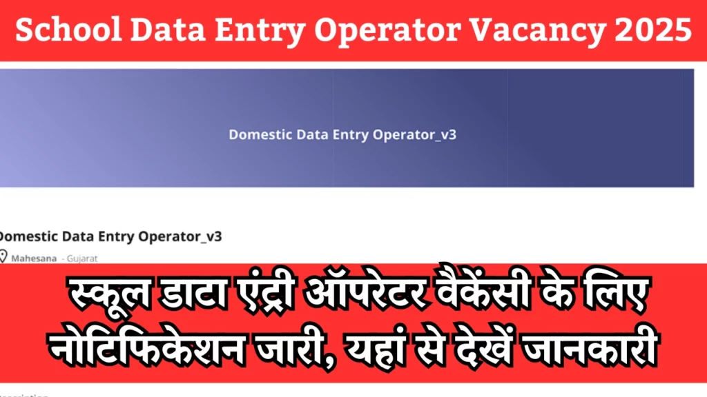 School Data Entry Operator Vacancy 2025