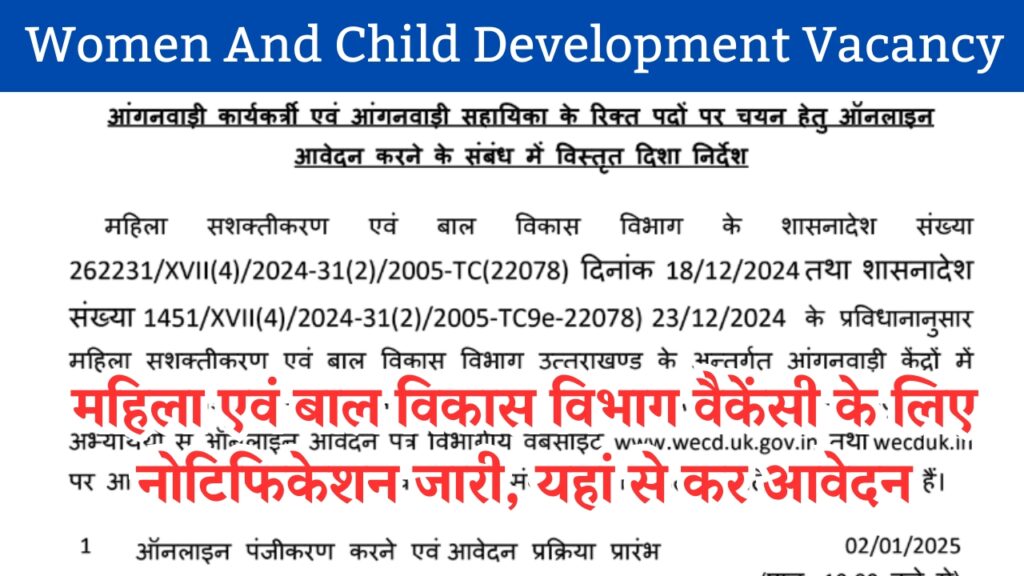 Women And Child Development Vacancy 2025 